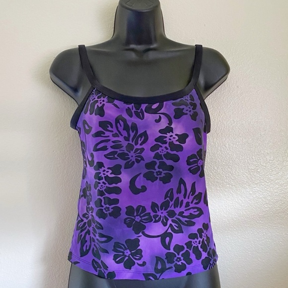 Speedo Other - Speedo Purple Black Floral Tropical Tankini Swim Top - Size 10
